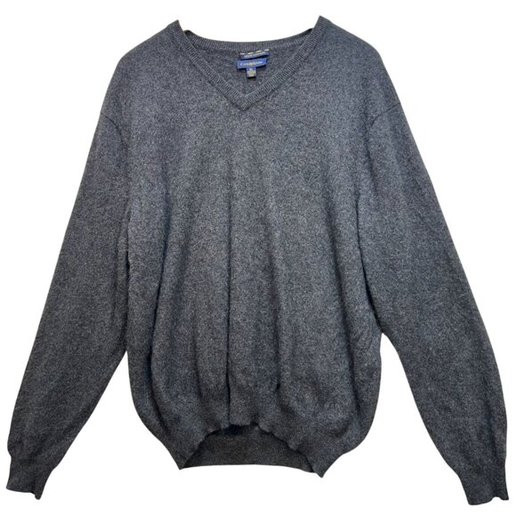 Club Room Men's Cashmere V Neck Pullover Sweater Knit Long Sleeve Size XL Gray - Picture 1 of 11
